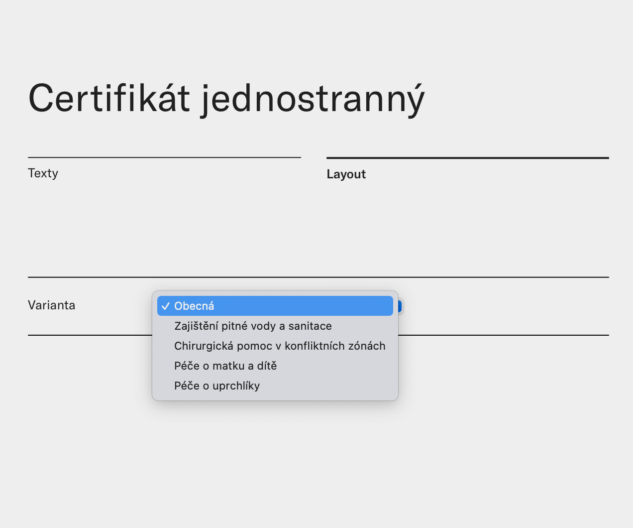 Jedna grafická šablona může mít několik variant grafických designů pro váš výběr dané firemní komunikace dle vaší korporátní identity. Online brand manažer Graphic Standard využívá možnosti různých variant jednotlivých grafických šablon a uživateli dává na výběr, jak komunikovat jednotně dle nastaveného vizuální stylu.